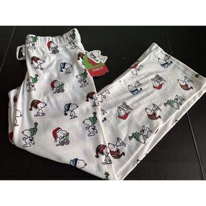 Peanuts Christmas SNOOPY Winter FLEECE Lounge Pajama PJ Pants Women’s Sz S NEW